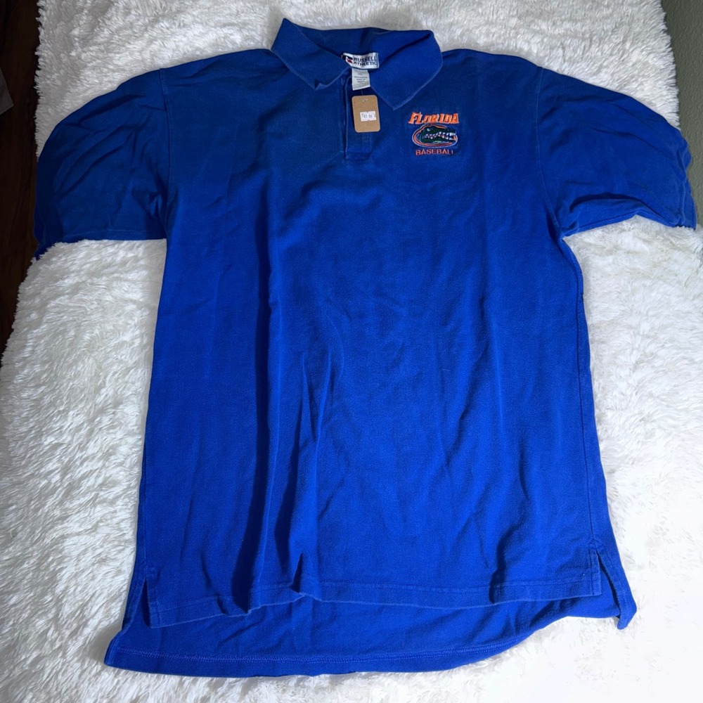 Russell Athletic Florida Gators‎ Baseball Polo Shirt Mens XL Blue Cotton NCAA